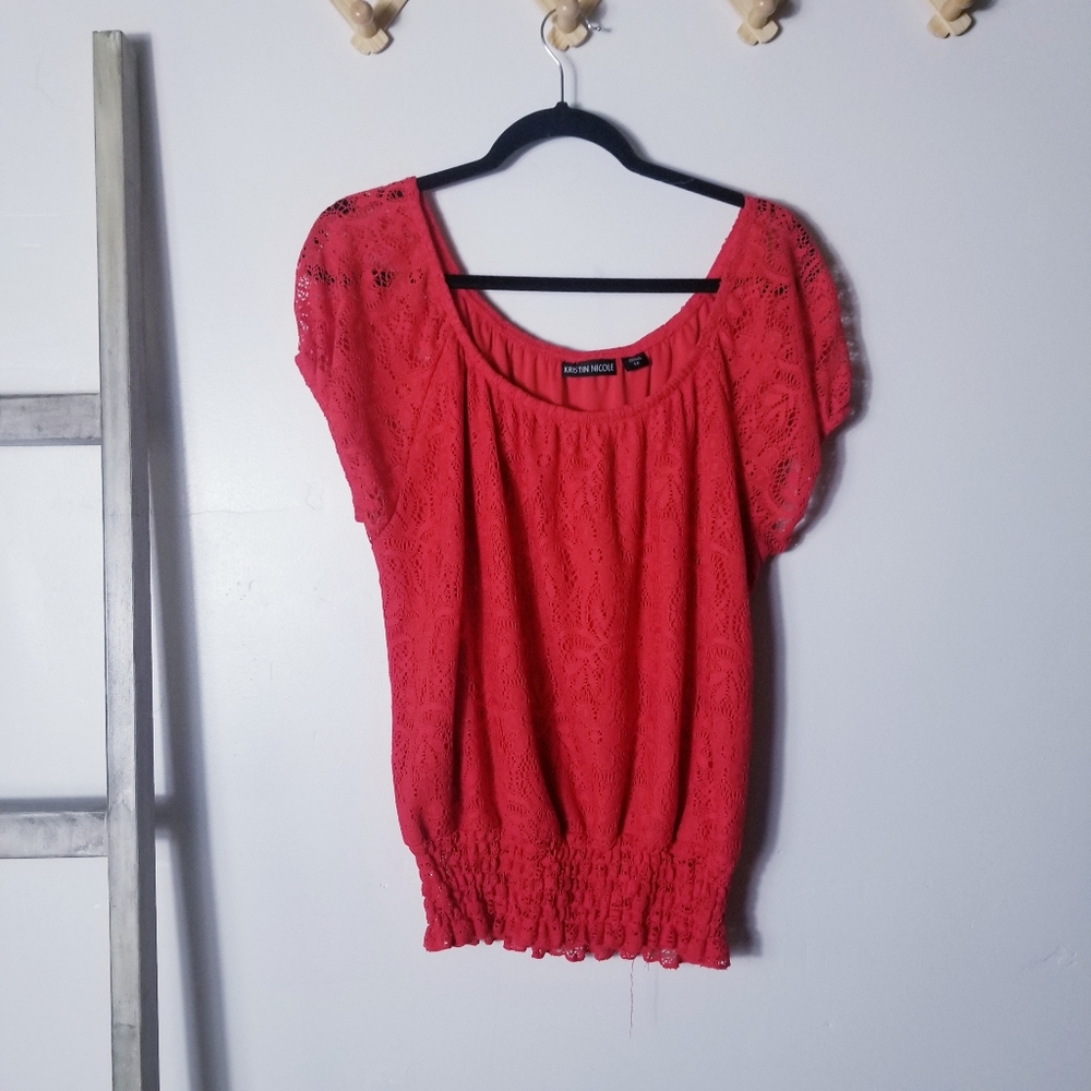 KRISTIN NICOLE LACEY RED BLOUSE SIZE 1X
